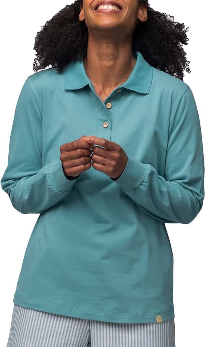 Shirt Met Lange Mouwen Met Polokraag, Gots-gecertificeerd dames Pyjamahemd