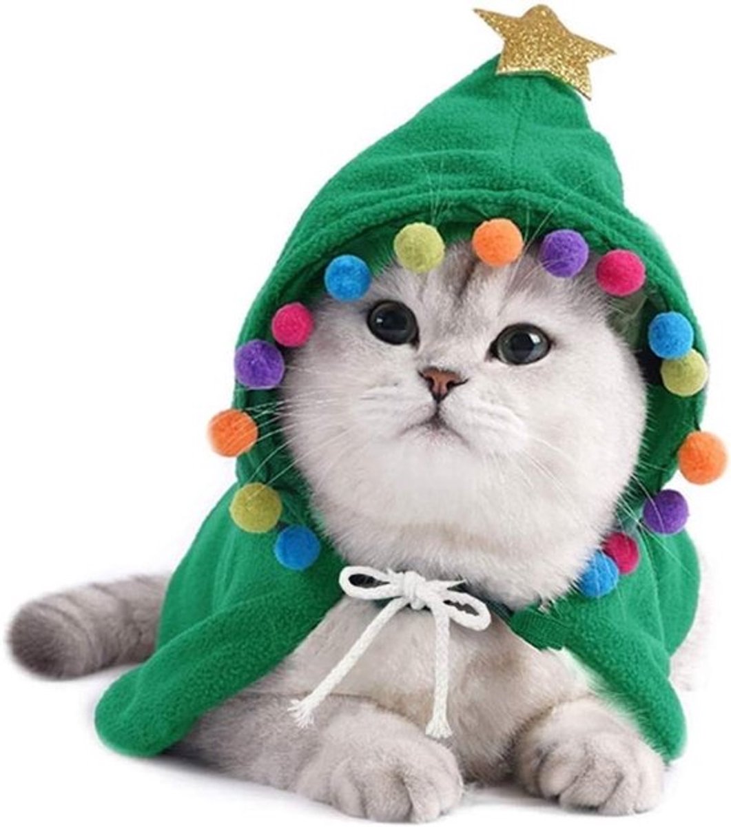 Kerstkostuum voor katten en kleine tot middelgrote honden - Kerstjas met Santa Hoed en Cape voor huisdierfeest en cosplay