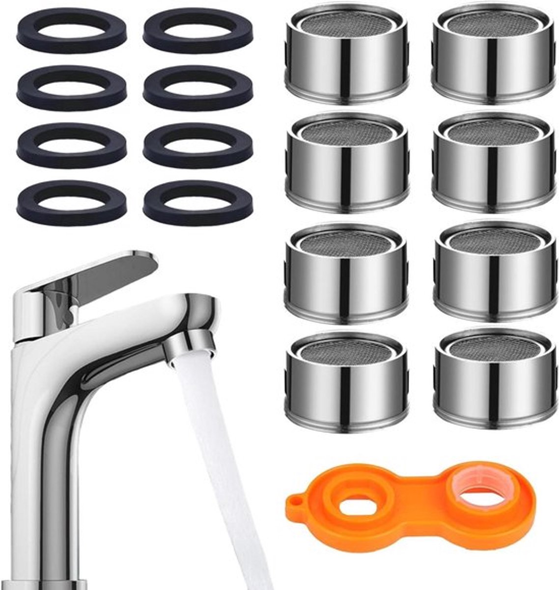 Filter Wastafelarmatuur Set - 8 stuks - Koperen Straalregelaars - Voor Badkamer - Eenvoudig te Installeren