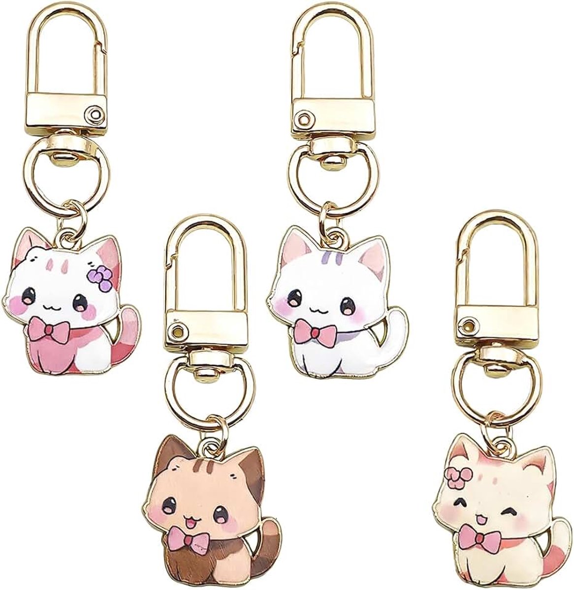 4 stuks kattentassenhangers, kattenzakbedels, hangertas, cadeau voor kattenliefhebbers, mini-cadeaus, schattige sleutelhanger voor vrouwen, kattencadeau, hanger, tas, sleutelhanger