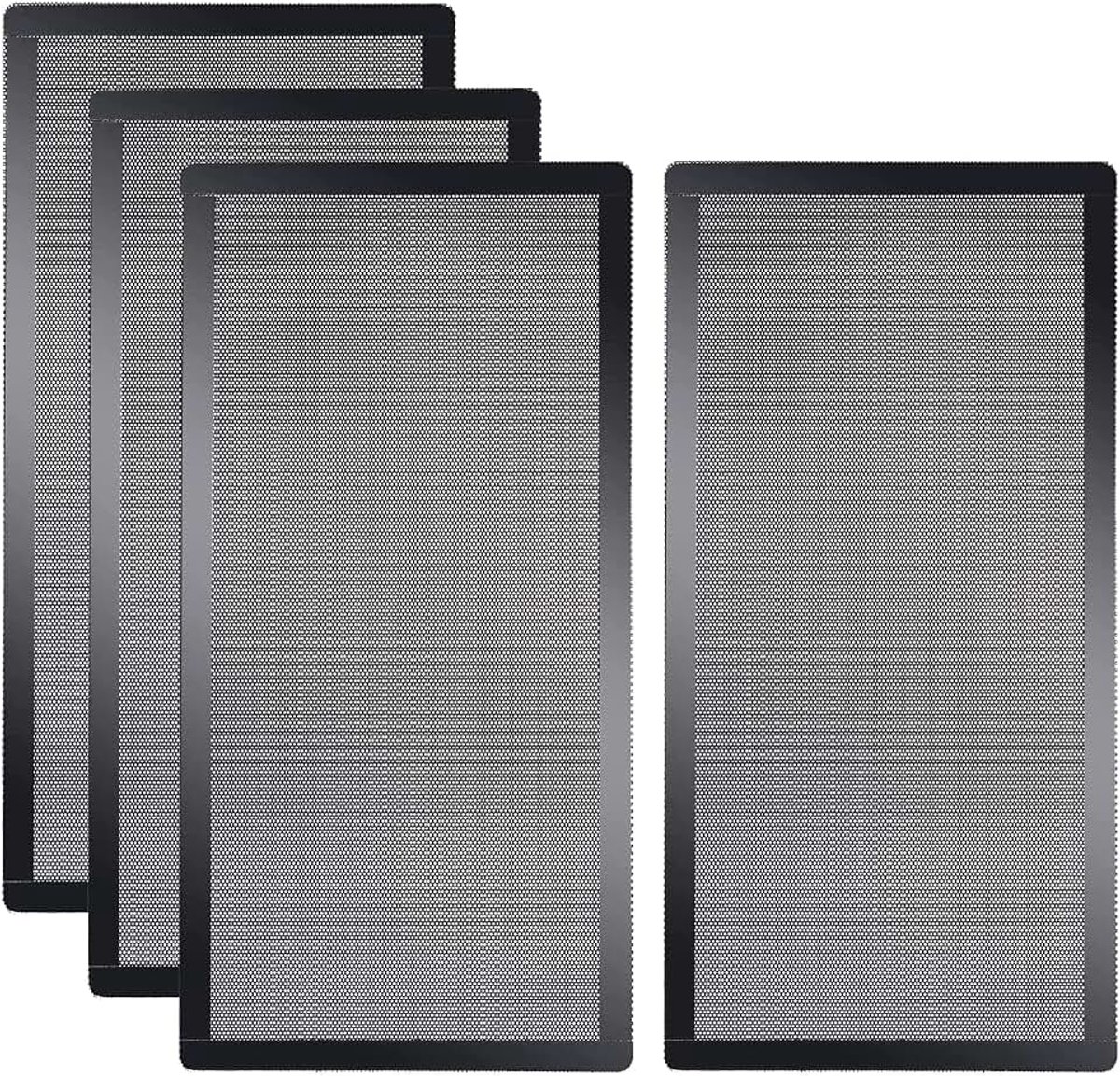 [4 stuks] 240 x 120 mm PC-behuizing stoffilter, magnetisch frame computerventilator stofgaas PC koelfilter stofdicht PVC-afdekroosters - zwart