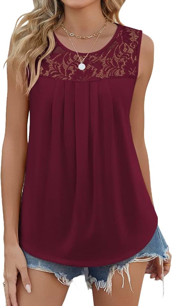 Top dames kant tanktop zomer bovenstuk elegante blouse mouwloos shirt kanten top casual camisole tops S-XXL
