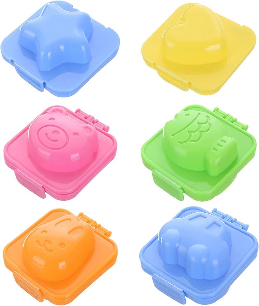 6 stuks vormen voor gekookte eieren, sushi-rijstballen, bento-accessoires, doe-het-zelf gereedschap, geschikt voor thuiskeukens, scholen, kleuterscholen en outdoor kamperen