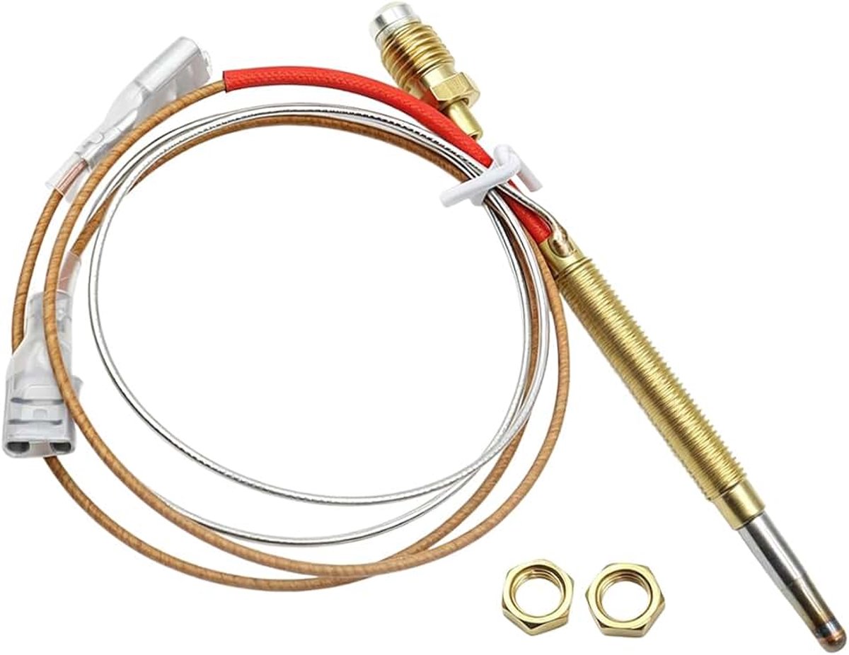 Terrasverwarmer Thermokoppel, M8 x 1 eindverbindingsmoeren thermokoppel 410 mm lengte M6 x 0,75 kopdraad, buitenverwarming vervangende onderdelen voor barbecue, vuurplaats, open haard