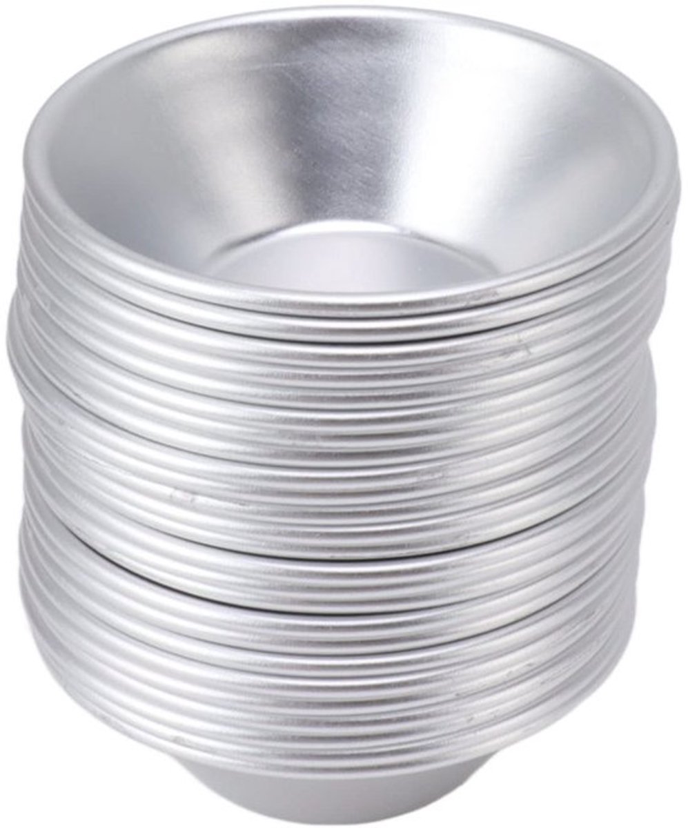 Ei Tart Bakvorm - 25 Stuks - Aluminiumlegering - Mini Mallen - Zilver - 7,2x4x2cm - Veilig en Hygiënisch