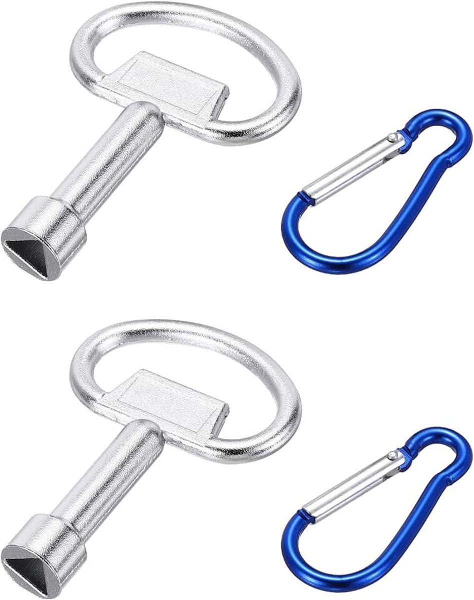 2 stuks driekantsleutel vuilnisbak metalen driekantsleutel met sleutelhanger set driehoekige sleutels voor water- en elektriciteitsmeter vuilnisemmer (zilver)