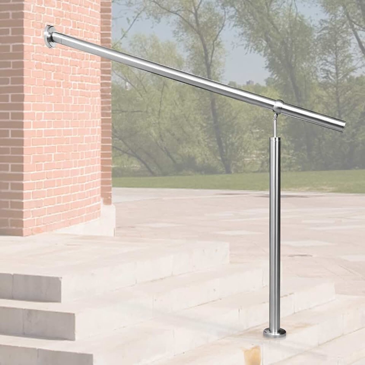 Toegangsleuning, roestvrij staal, handloop trapleuning, leuning, zijdelingse montage, hoek verstelbaar, wandleuning, incl. montagemateriaal, onderhoudsvriendelijk, voor binnen en buiten, 120
