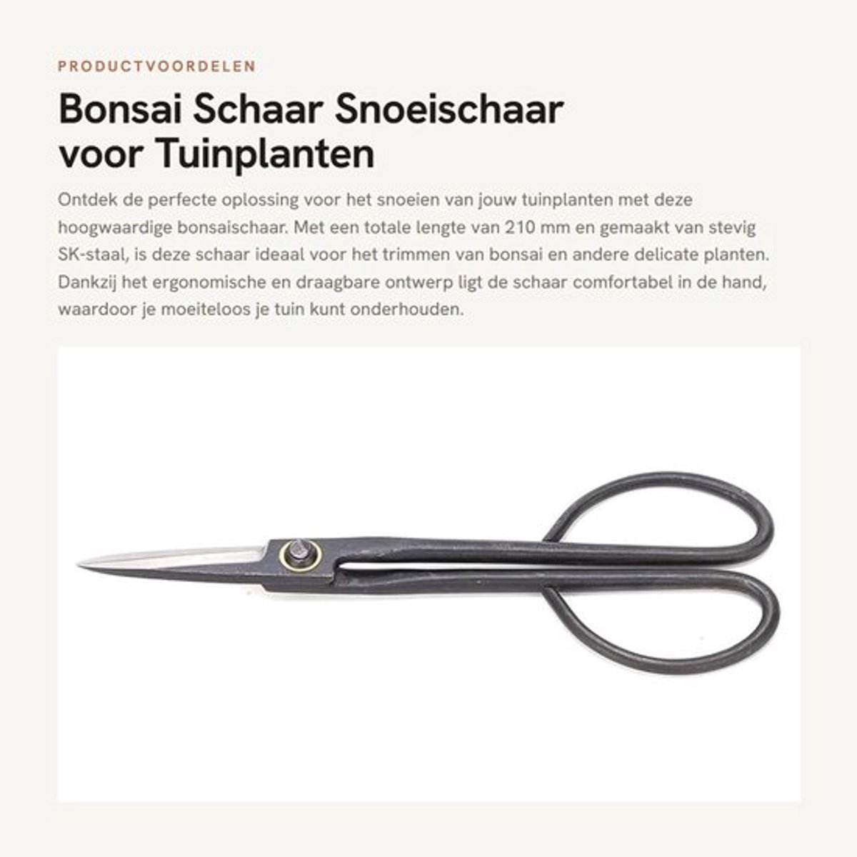 Bonsai Schaar - Snoeischaar voor Tuinplanten - Ergonomisch en Draagbaar - 210 mm - SK Staal - Voor Precisie Trimmen - Ideaal voor Tuinlie