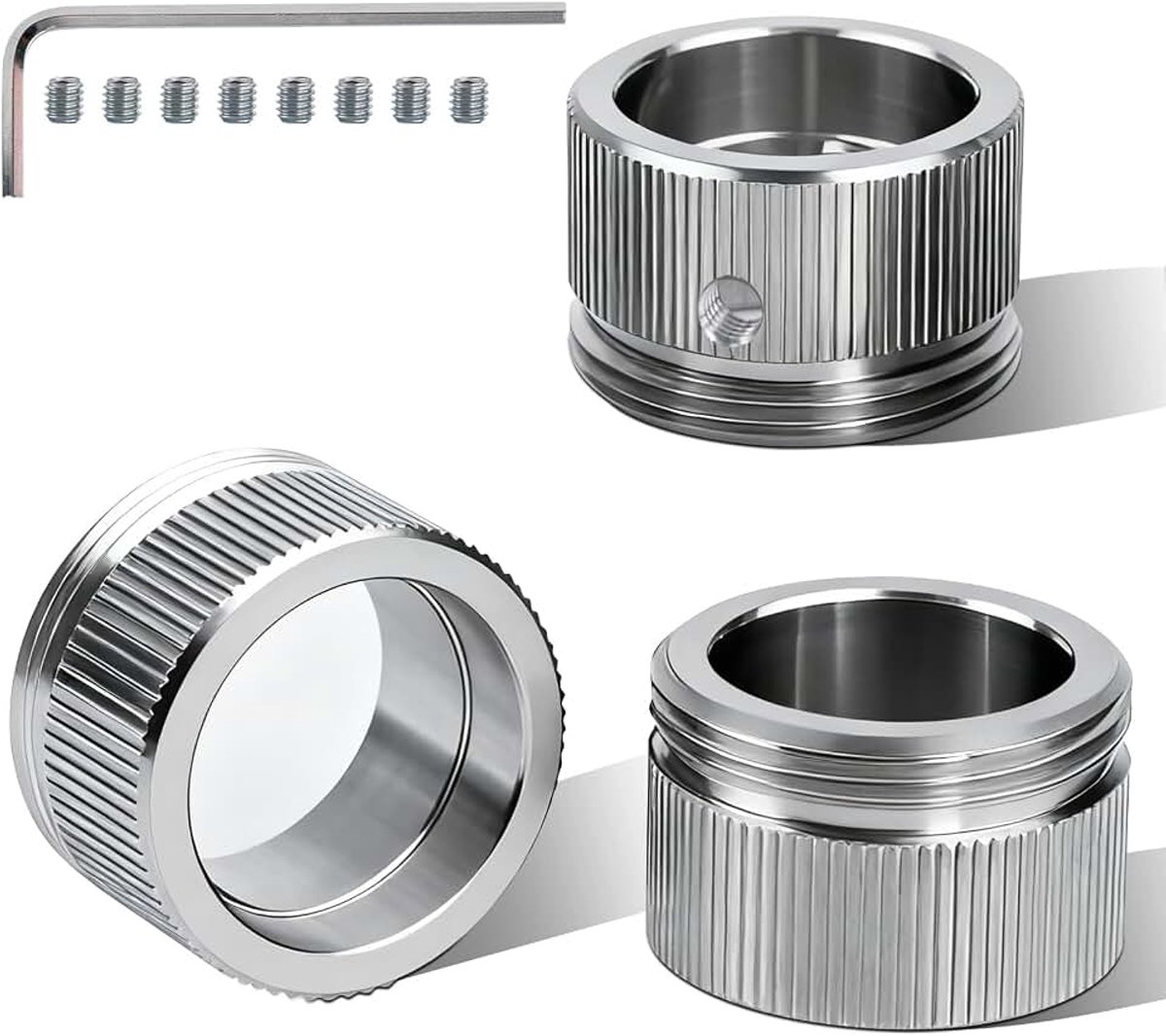 3 stuks 304 roestvrij stalen verwarmingsventieladapter, radiatorventiel thermostaatkop met de strips, M30 x 15 RA/Rav interface adapter op