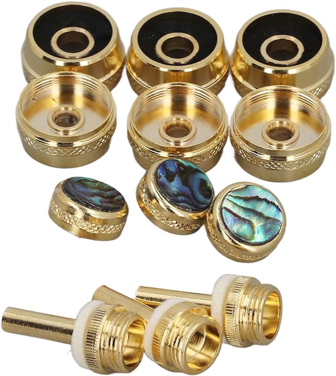 Trompetreparatieset, 12-delige Set Trompetventiel Vingerknopdop en Staaf, Prachtige Abalone Schelp Trompetventieldoppen en -stangen Accessoires voor Muziekinstrumenten voor