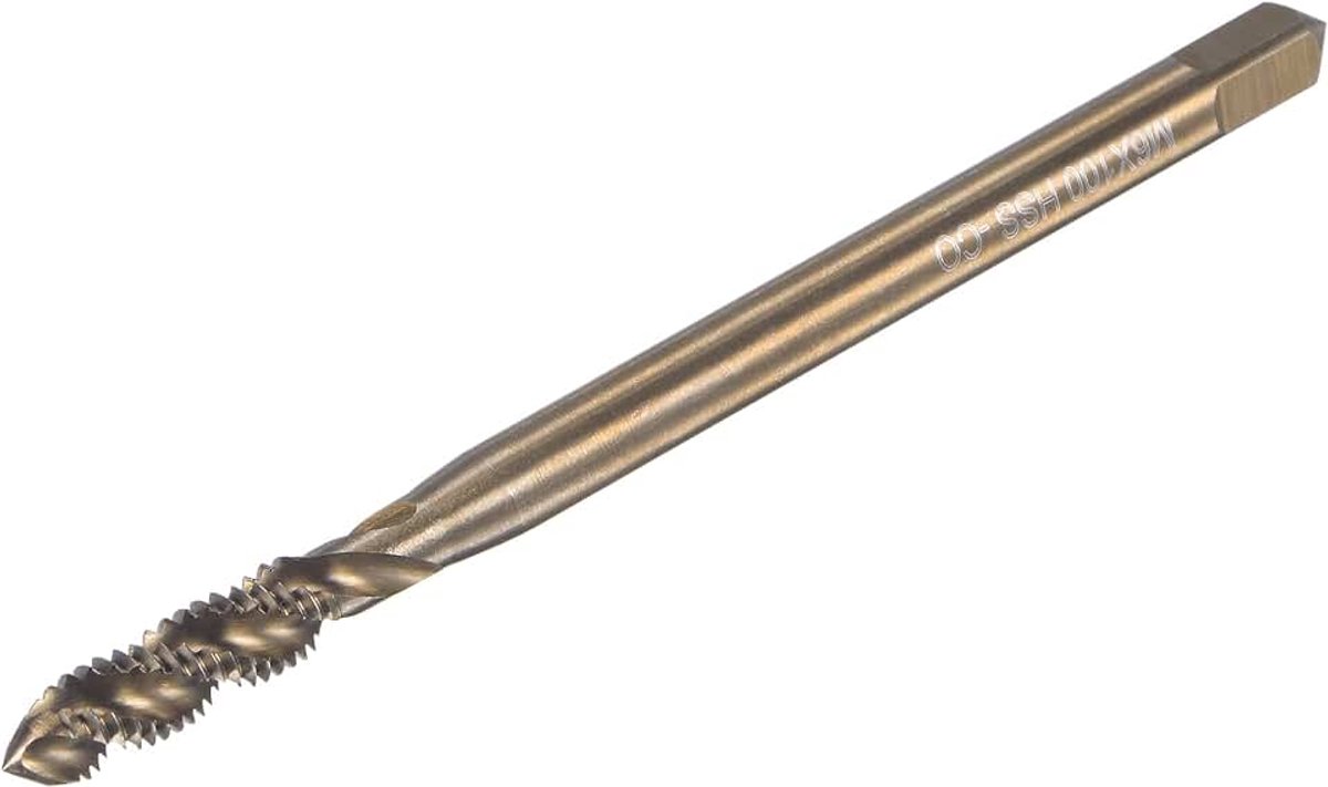 Sourcing map Spiraalgroef schroefdraadboor M6 x 1, metrisch kobalt HSS (sneldraaistaam) titanium gecoate machine-schroefdraadboor H2 tolerantieklasse