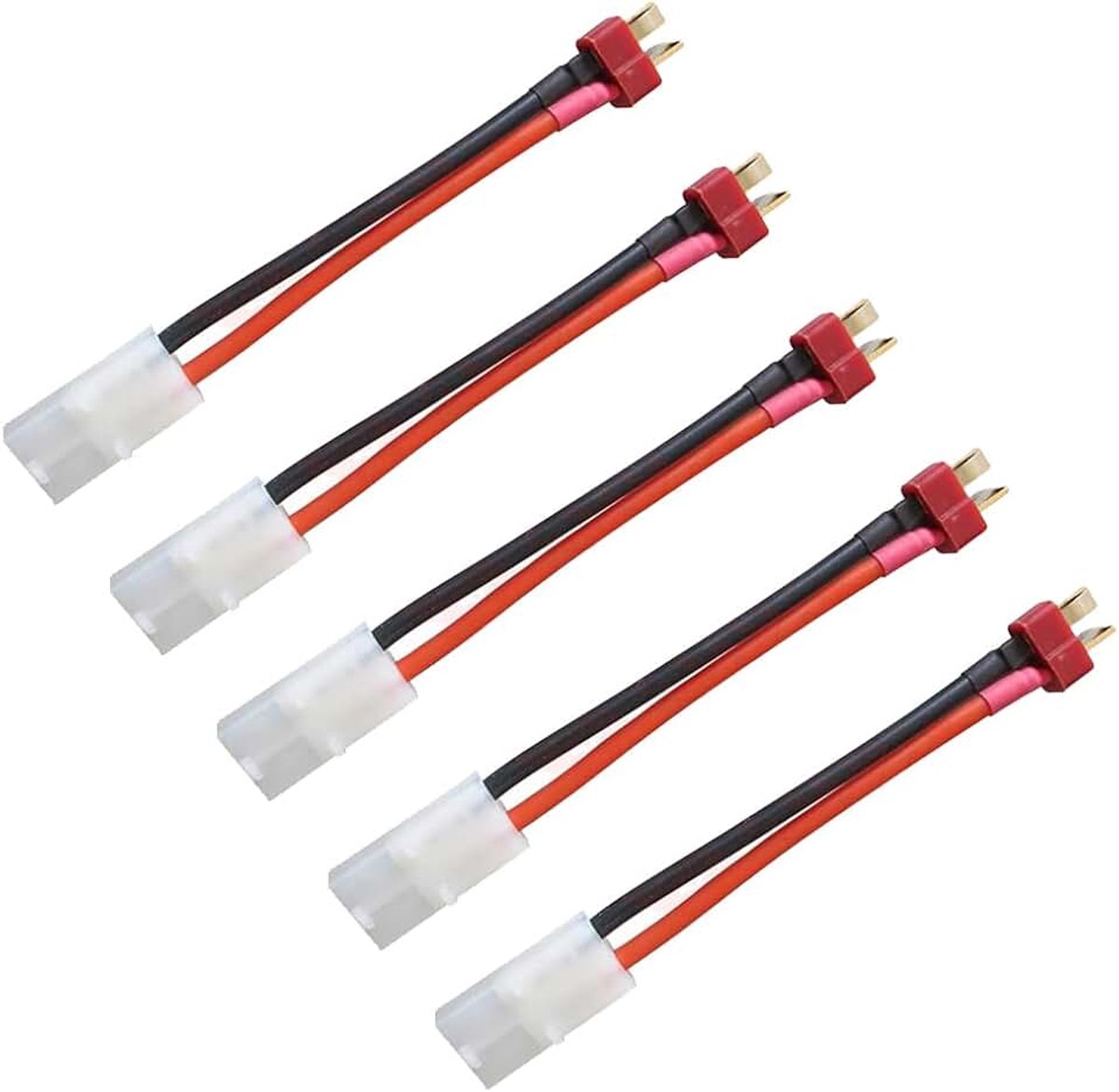 5 stuks compatibel met Tamiya bus op Deans T-stekker mannelijke adapter 14 AWG 5 cm RC batterij oplaadkabel