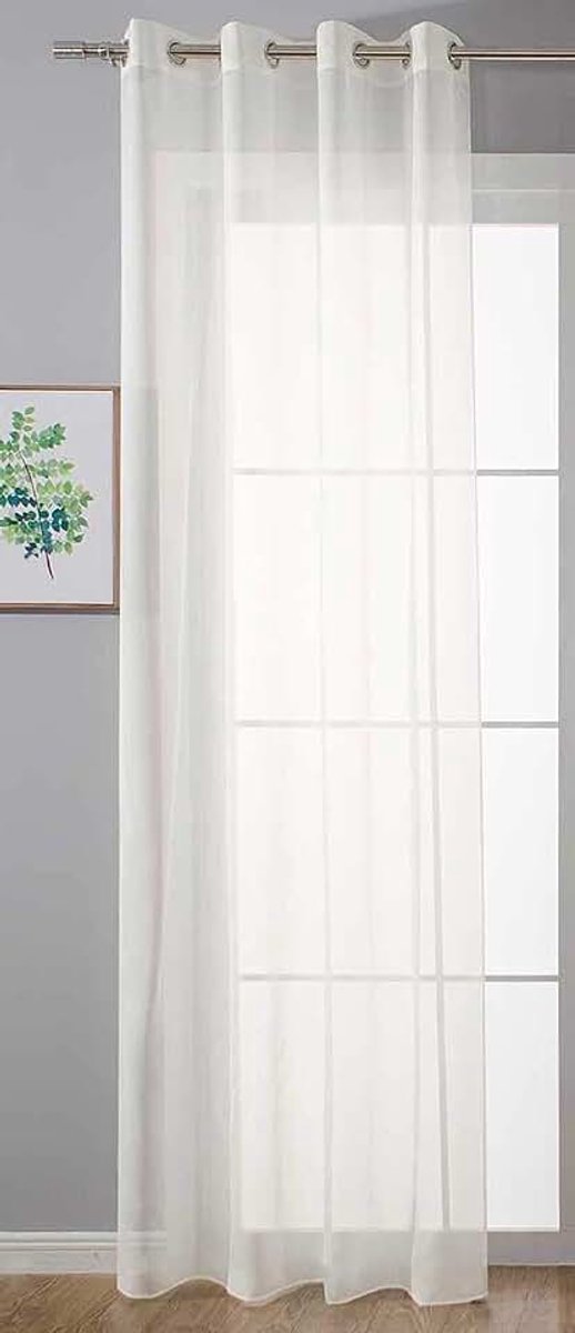 Transparant »Uni« gordijn H x B 225 x 140 cm crème Stores gordijn oogjes loodband sluiting woonkamer, 20332-cn