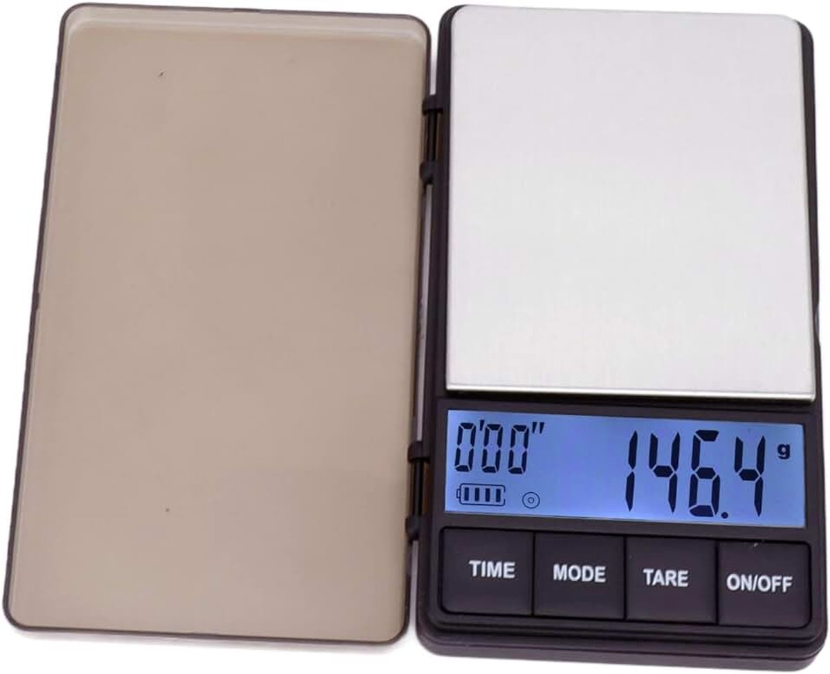 Espressoweegschaal met timer 1000 G x 0,1 G, dunne en slanke koffieweegschaal voor lekbak