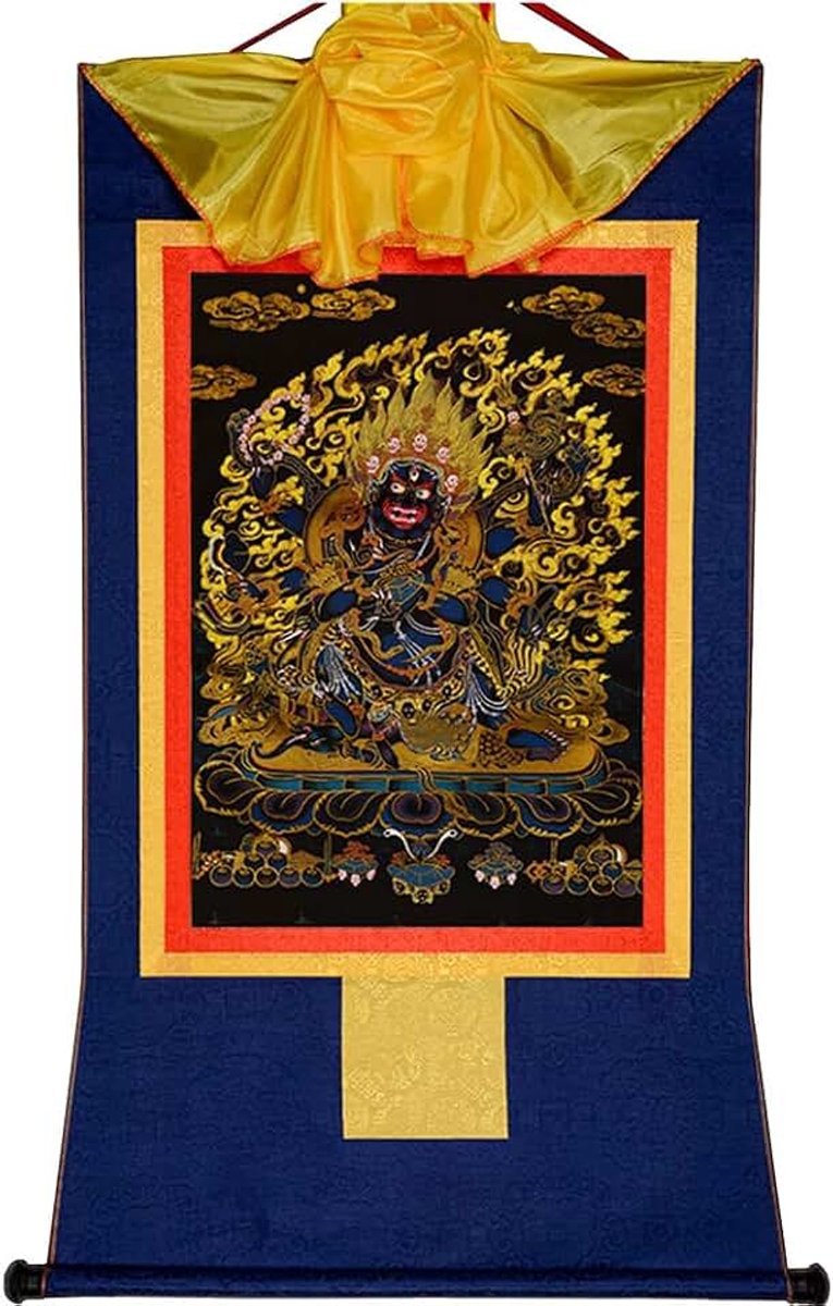 Dharmapala Mahakala Thangka Tibetaans Thangka-kunst - Heetgestempelde Boeddha-wandtapijt voor Zen-thuisdecor, Meditatie, Spirituele Ontspanning en Vrede