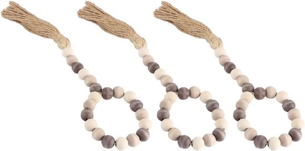 - Houten kralenslinger - Gebedskralensnoer - Wanddecoratie - Thuis en festival - 32 cm - 3-pack - Geschikt voor houten modellen.