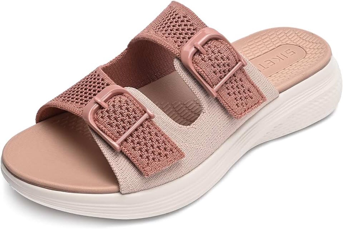Sandalen voor dames, comfortabele orthopedische slippers voor dames, met ondersteuning van de voetboog, verstelbare bandjes