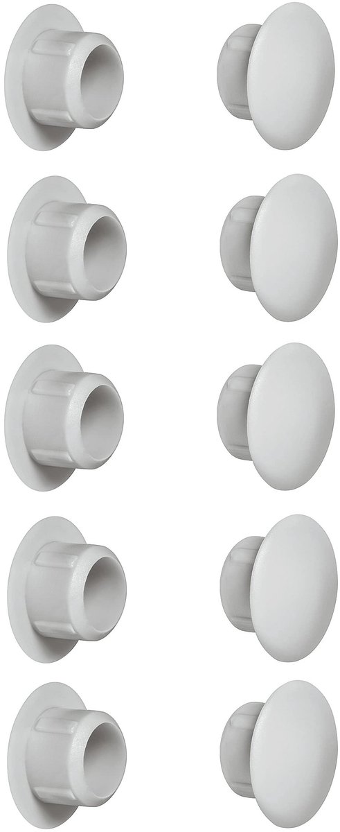 cyclingcolors 10 x afdekdoppen kunststof blindboring stop, afdekking meubels (Ø10 mm/lichtgrijs RAL 7035)