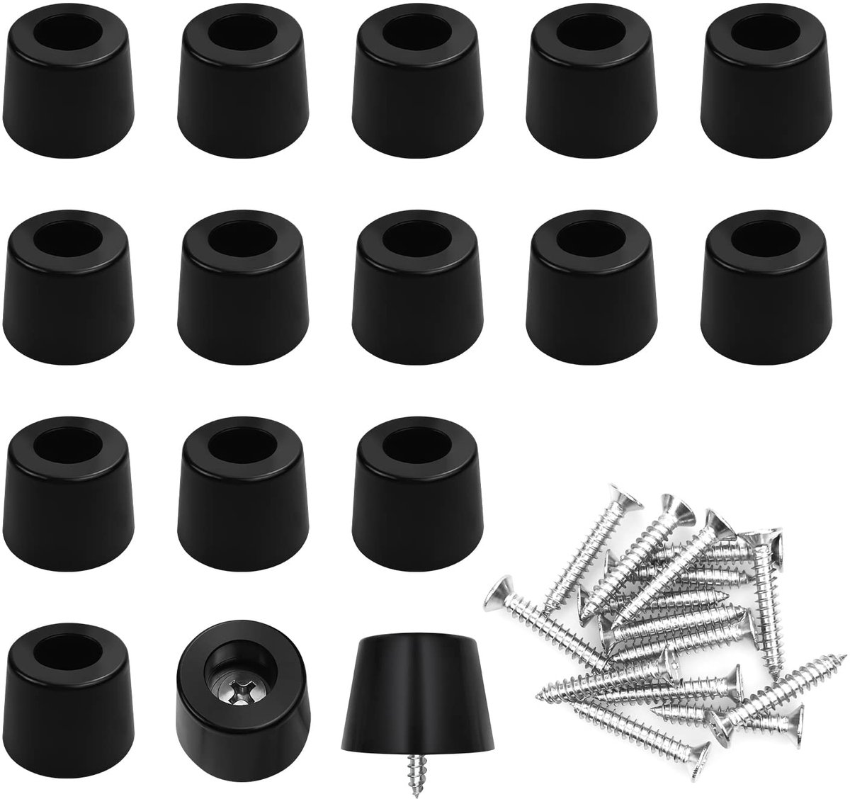 Meubelglijders zwart meubelpoten tafelpoten antislipfolie rubberen mat outdoor meubelbescherming verhoging hoogte met M5schroeven