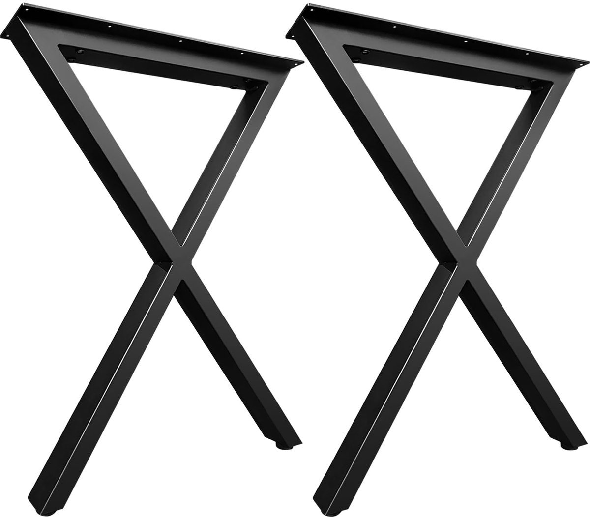 Tafelpoten, metaal, zwart, 70 cm hoog, verstelbaar, heavy duty, industrie, tafelframe, X-vorm voor eettafel, bureau, 2 stuks (h x b x b)