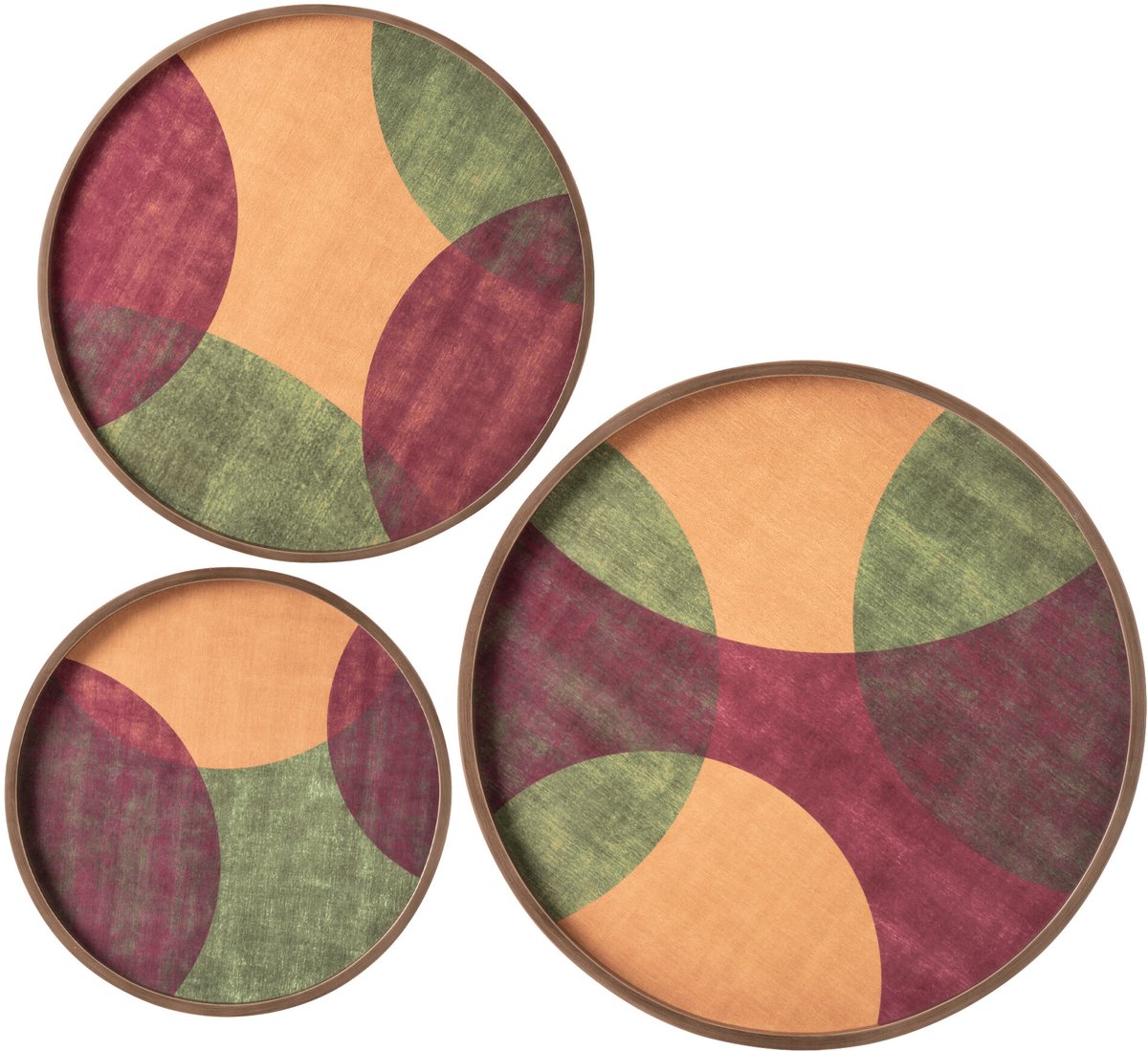 J-Line Ronde wanddecoraties - MDF - multikleur - set van 3