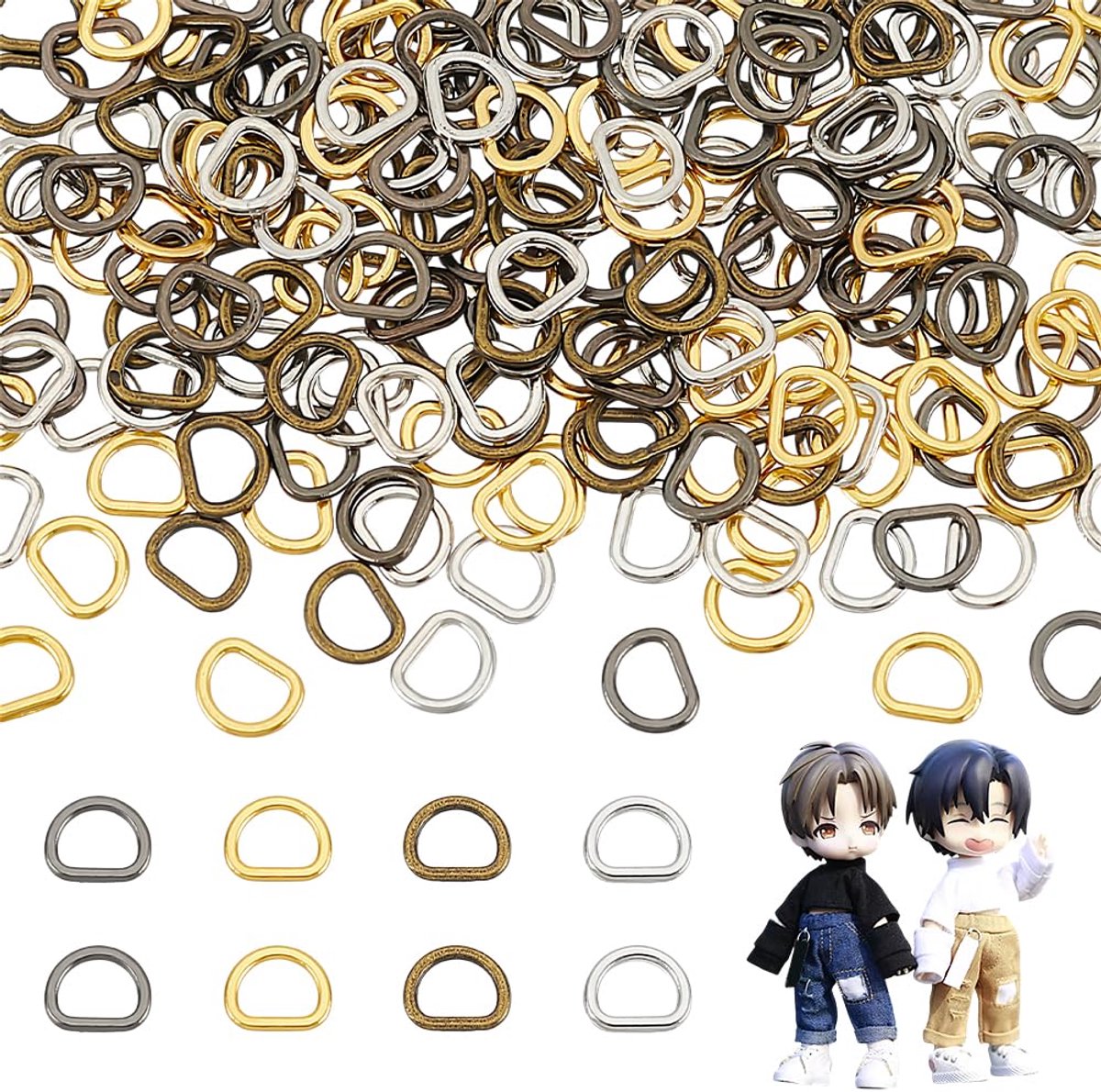 240 STKS Mini D Ringen Halfronde D Ring 4.5mm D-Metalen Ring Gesp Kleine D-Vorm Gesp Ringen voor Hardware Tassen/Bretels Gemengde Kleur D-Ringen voor DIY Accessoires