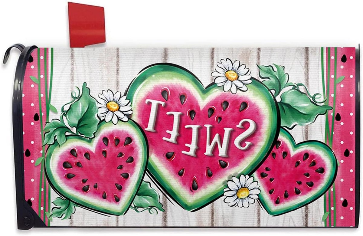 Brievenbus Cover - Post Box Decoratie - Buiten Decoratie - Magnetische Bevestiging - Standaard Formaat - Roze Watermeloen