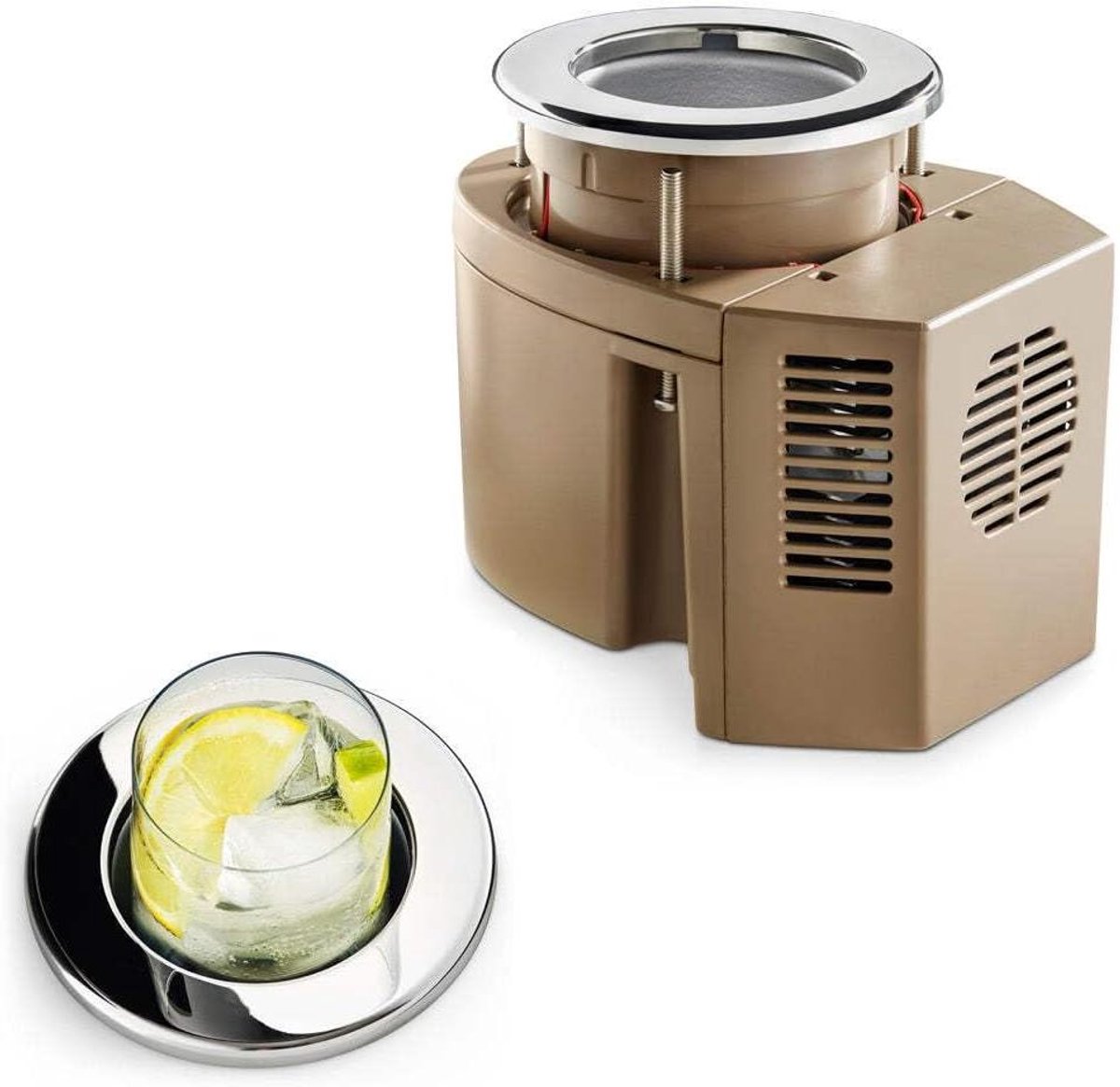 Drankkoeler Bekerhouder - Koelbeker - Dranken Koel Houden - Geïntegreerde LED Verlichting - Tot 590ml - Zilver