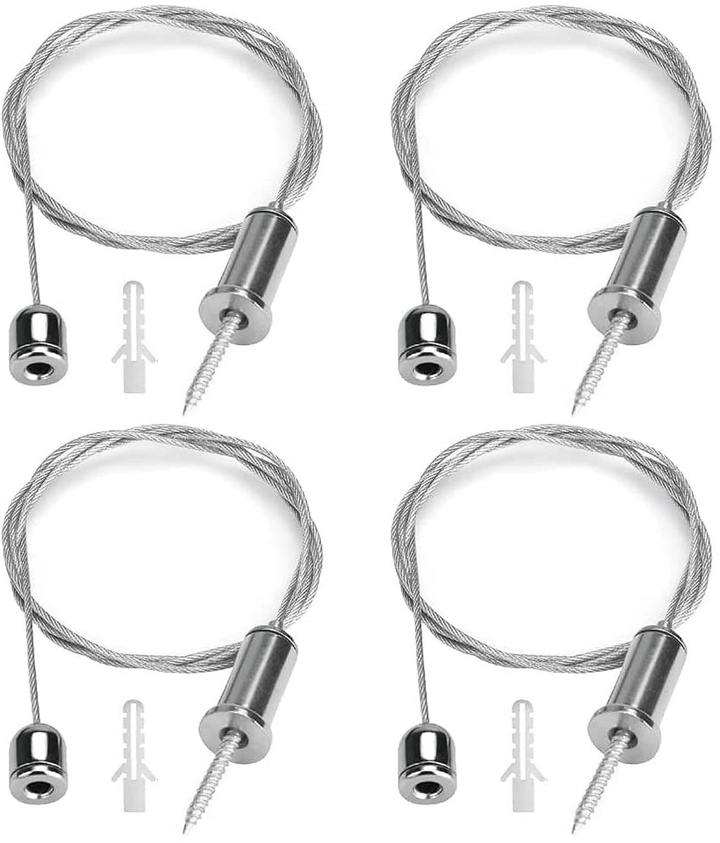4 stuks 1,5 mm x 1 m touwophanging roestvrij staal staalkabel hangende ophanging draadkabel ophanging plafond draad kabel voor led-lamp paneel plafondverlichting bevestiging