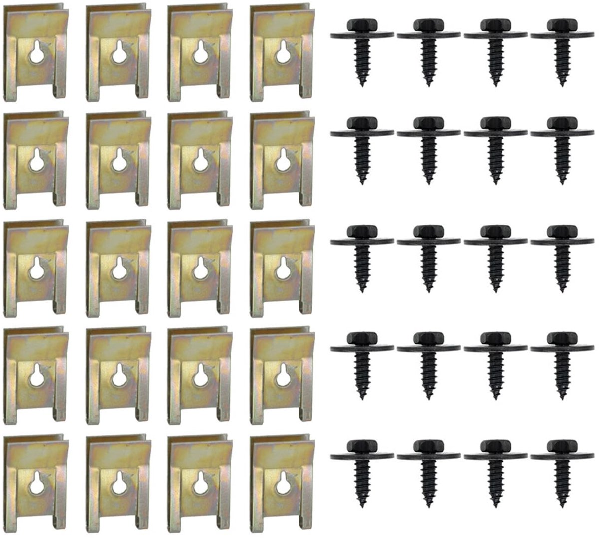 30 sets Blechmutter Karosserieschroeven met metalen clips en schroeven, bevestigingsclips voor auto