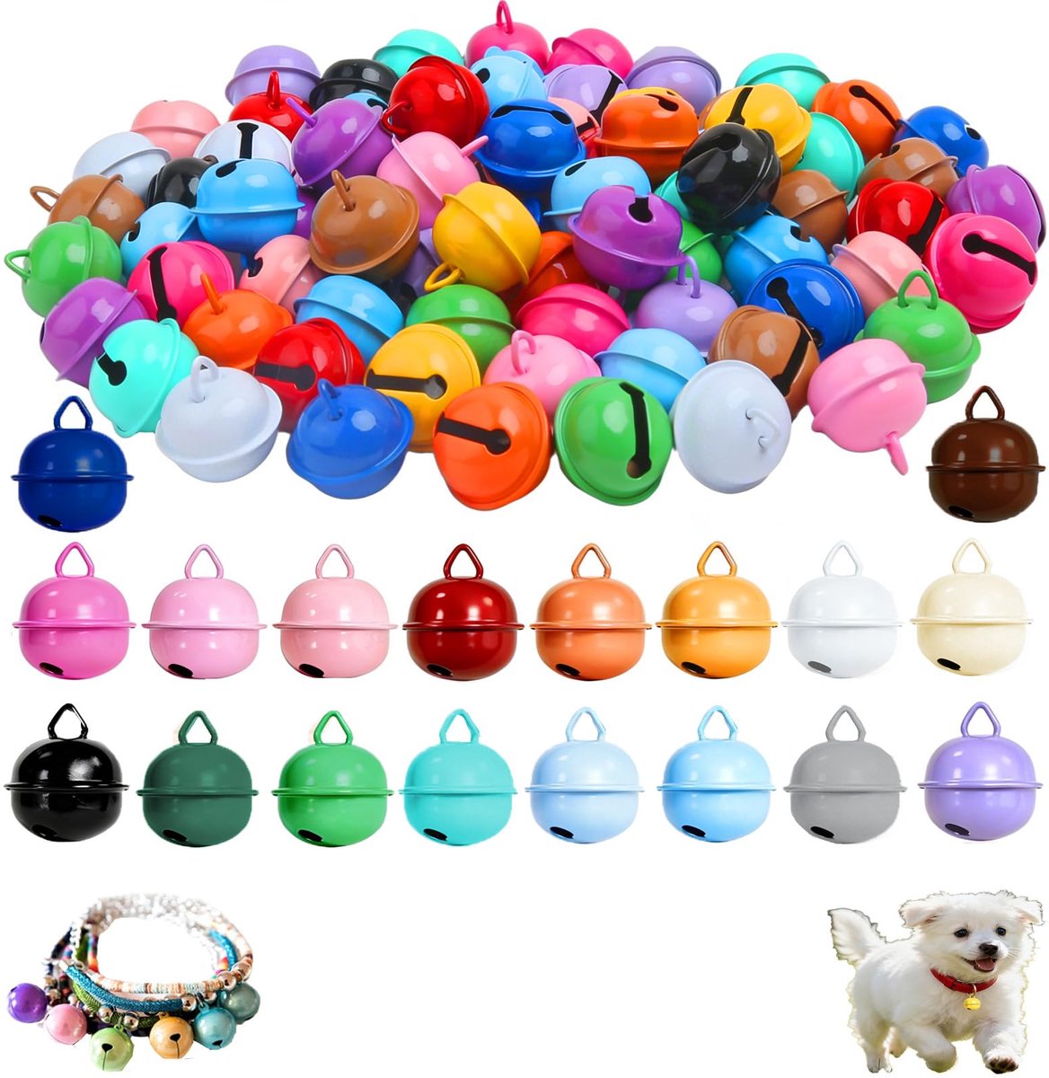 Belletjes knutselset 60 stuks – 18 mm mini metalen belletjes – kleurrijke decoratie – voor kerst, bruiloften, huisdieren en creatieve DIY projecten