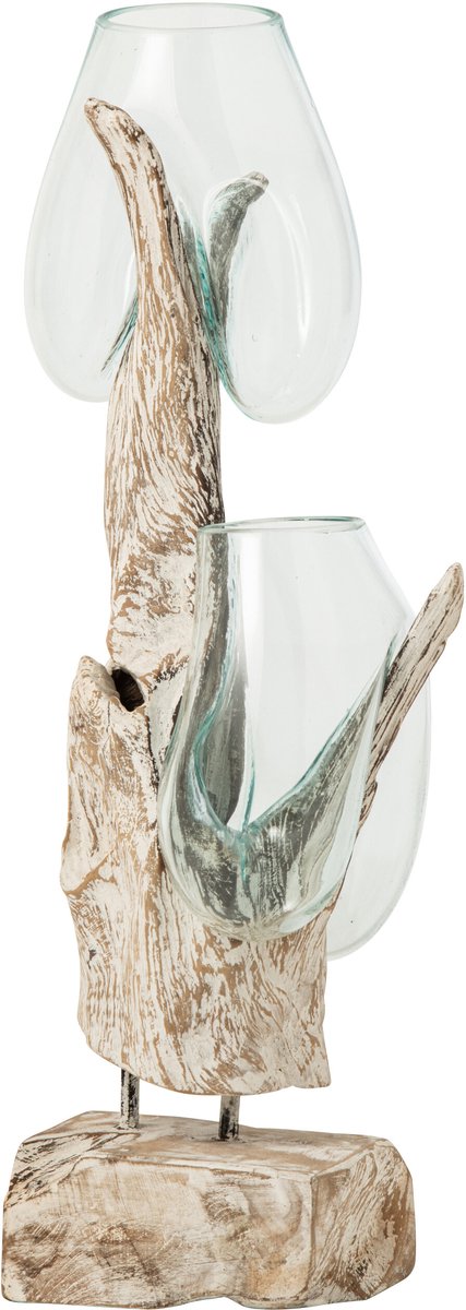 J-Line Vaas op voet - glas - gebroken wit/transparant - extra large