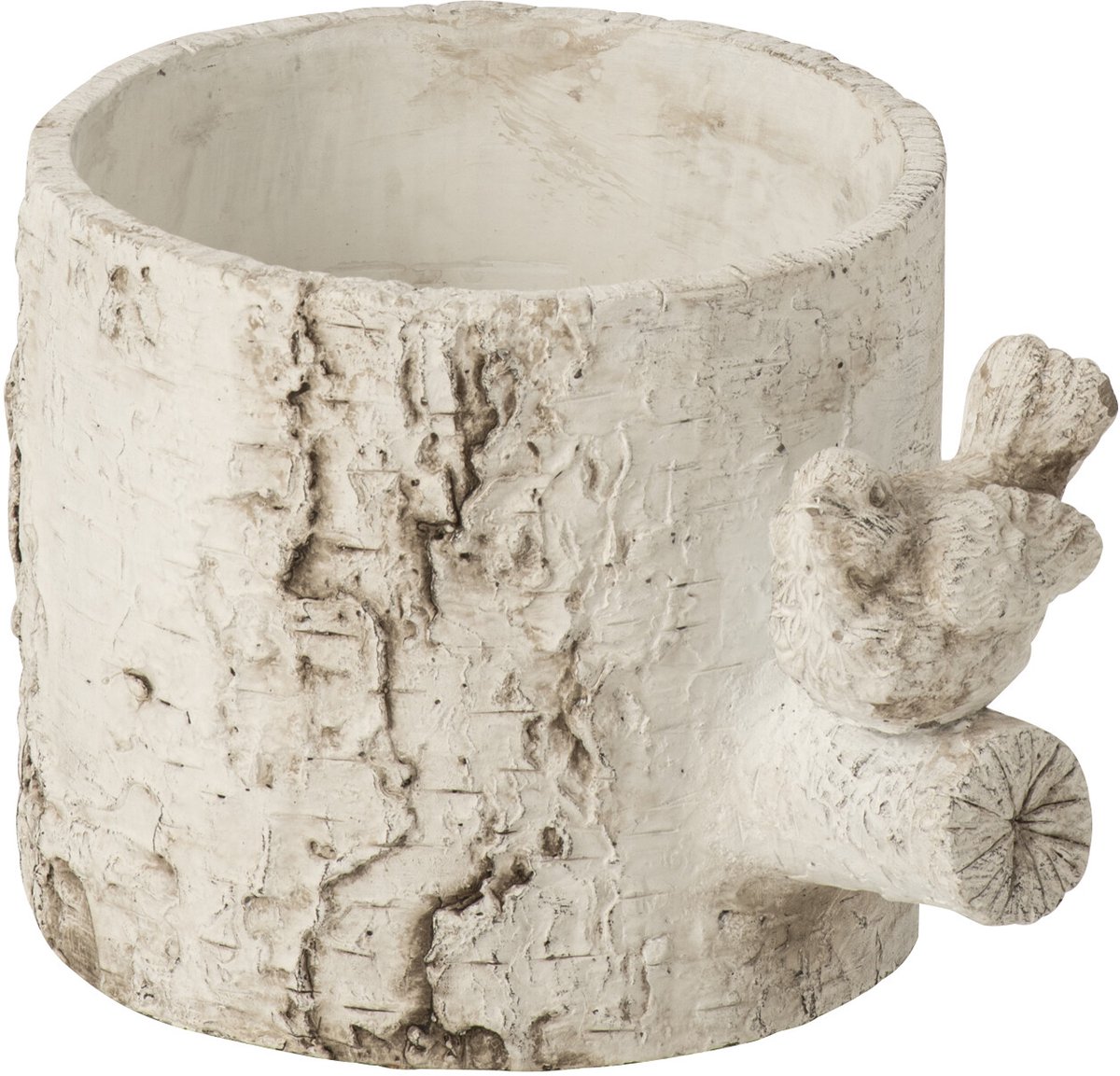 J-Line bloempot Vogel - cement - wit - small