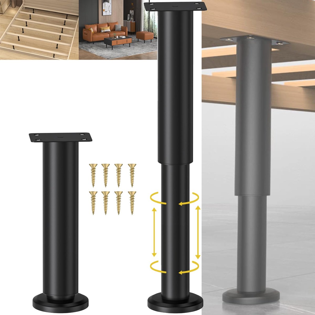 Bedpoten van metaal, verstelbare poten voor meubels, 18-33 cm, poten voor meubels, bank, bed, kast, bank, tafel, stoel, bureau, keuken, toilet