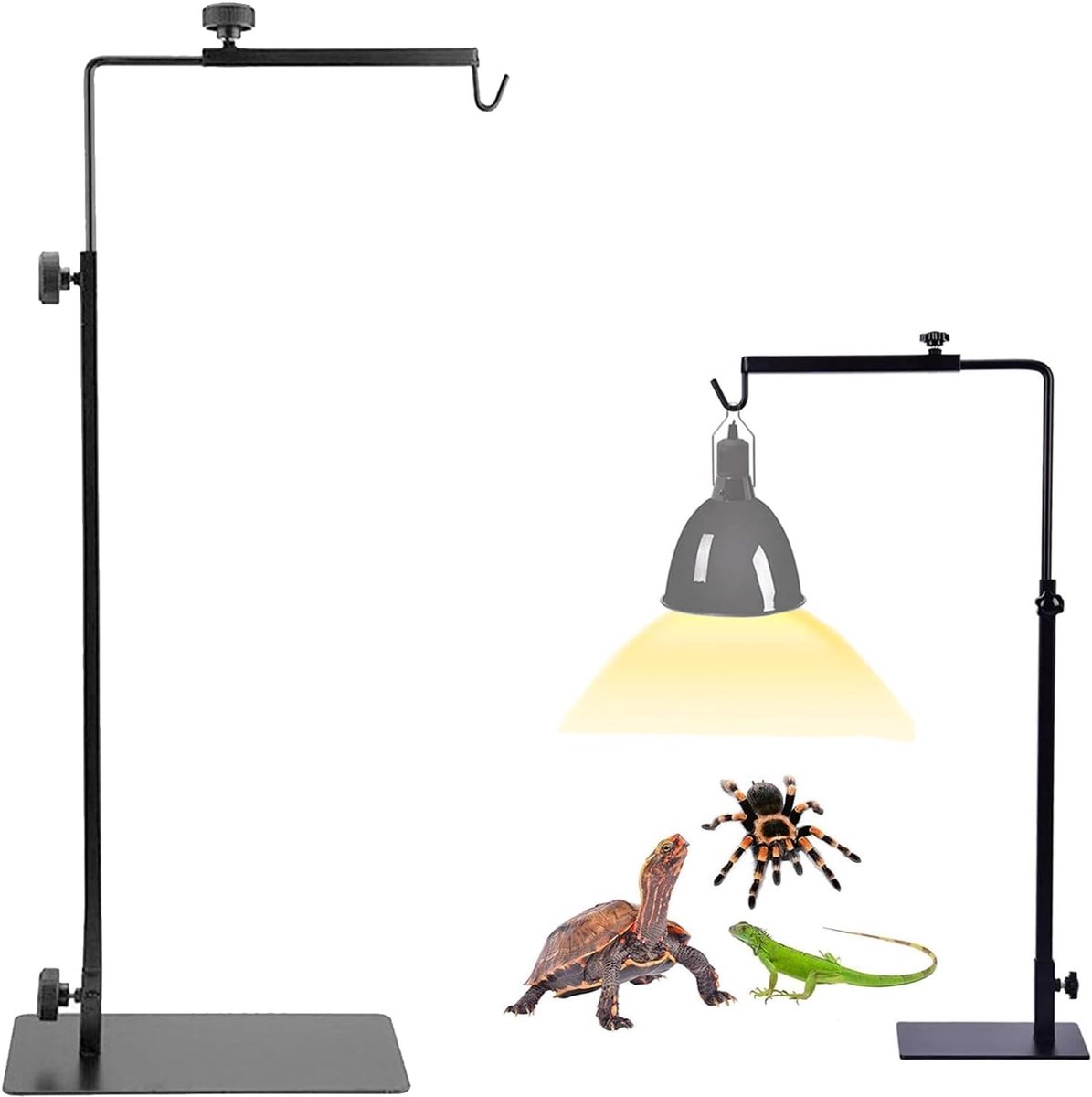 SnelShoppen - Reptiel Lamp Houder, Terrarium Lamp Stand, Verstelbare Hoogte 50-94 cm, Breedte 25-45 cm, Voor Reptielen, Schildpadden, Spinnen, Geckos,