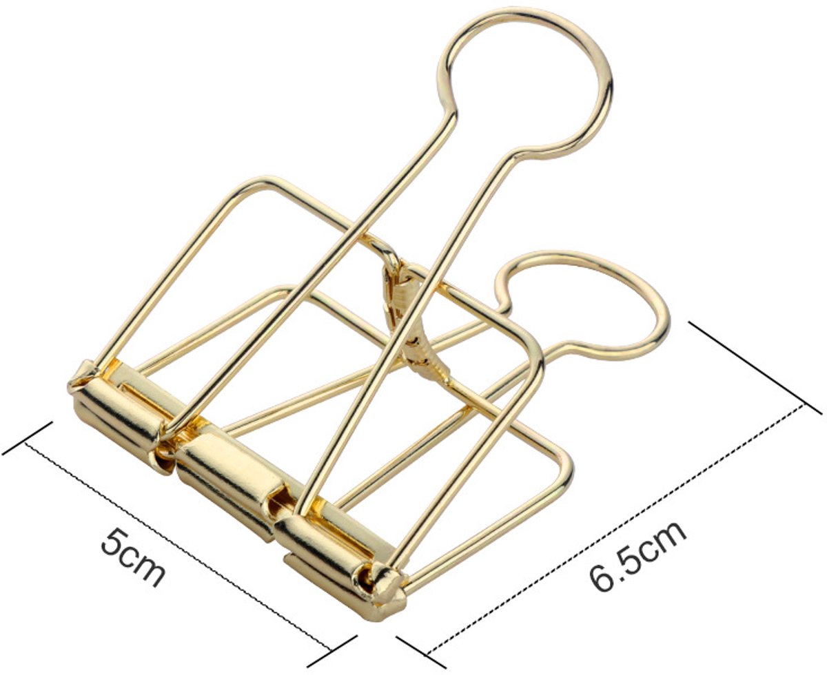 Klemmen - Examenmap - Examenpaperclip - kantoor clips - Kantoormappen - kantoor mappen - Papierklemmetjes - 6 stuks - Goud