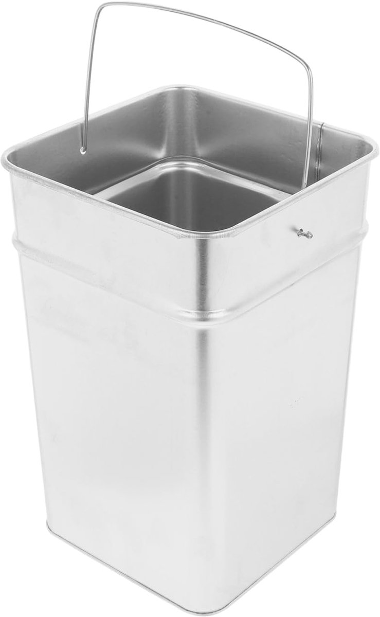 Vuilnisemmer buiten 31 x 20 cm - roestvrijstaal - handvat - ideale afvalcontainer voor tuin en huishouden - SnelShoppen