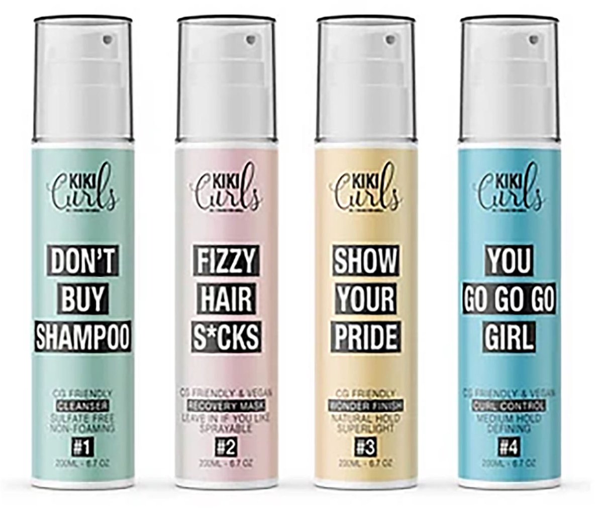 Kiki Curls 4x200ml combi set | Voor krullen | Extra voordelig | #1 cleanser #2 mask #3 wonder finish #4 control cream