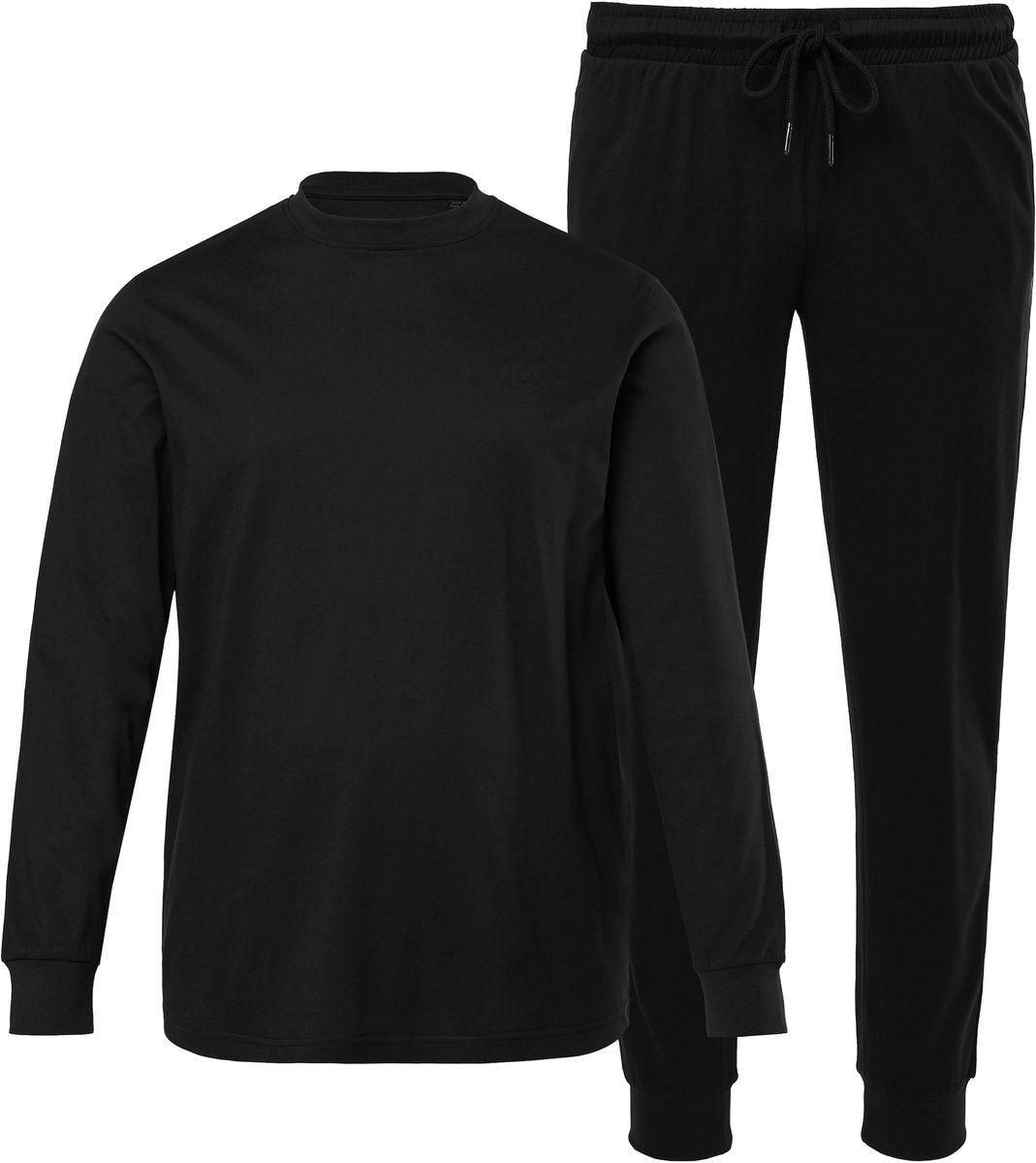 Men Plus - Heren - Pyjama tweedelig jersey lange mouwen - Zwart - Maat 6XL