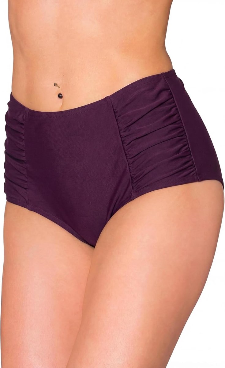 Dames Bikinibroekje met Hoge Taille en Plooien