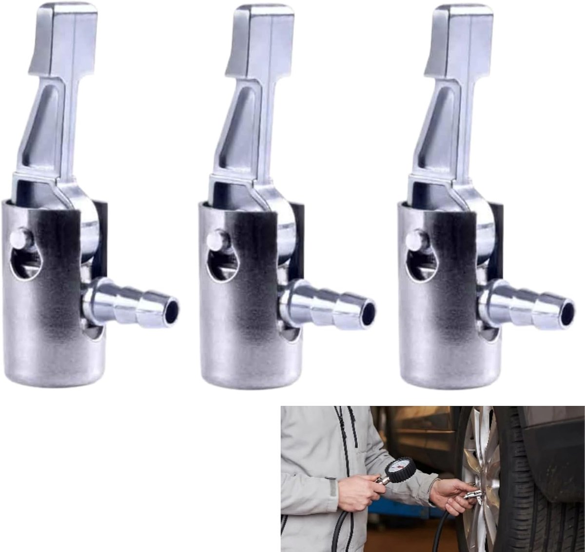 Hendelstekker Air Chuck voor bandenventielen, compatibel met Bosch EasyPump, fiets- en autoventieladapter voor luchtpompen, met stabiele clipsluiting