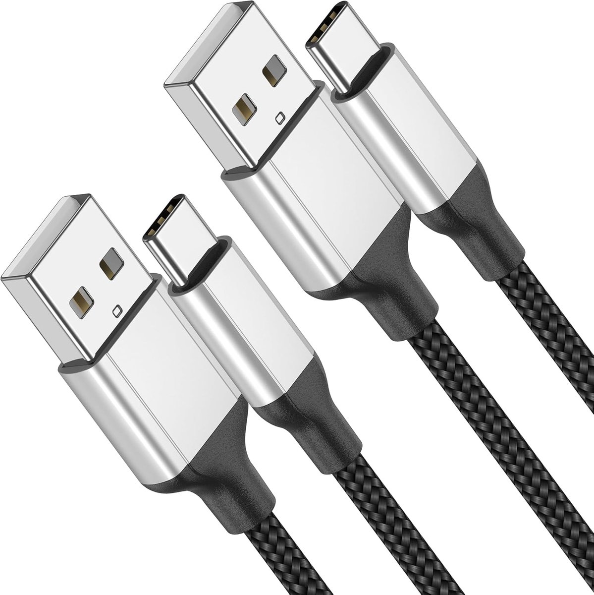 Naar USB C oplaadkabel kort 60 cm, 2 stuks 3A oplaadkabel USB C snellaadkabel, USB kabel type C datakabel compatibel met Huawei Samsung Galaxy S23 S22 S21 S20 Ultra Google Oneplus Xiaomi - zwart