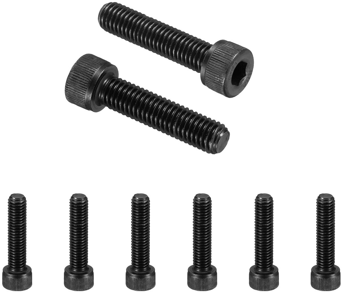 10 stuks M8 x 40 mm zeskantschroeven, 12,9 graden koolstofstaal, schroevenset, zwart oxide assortiment, machineschroeven, volledige schroefdraad, voor reparatie