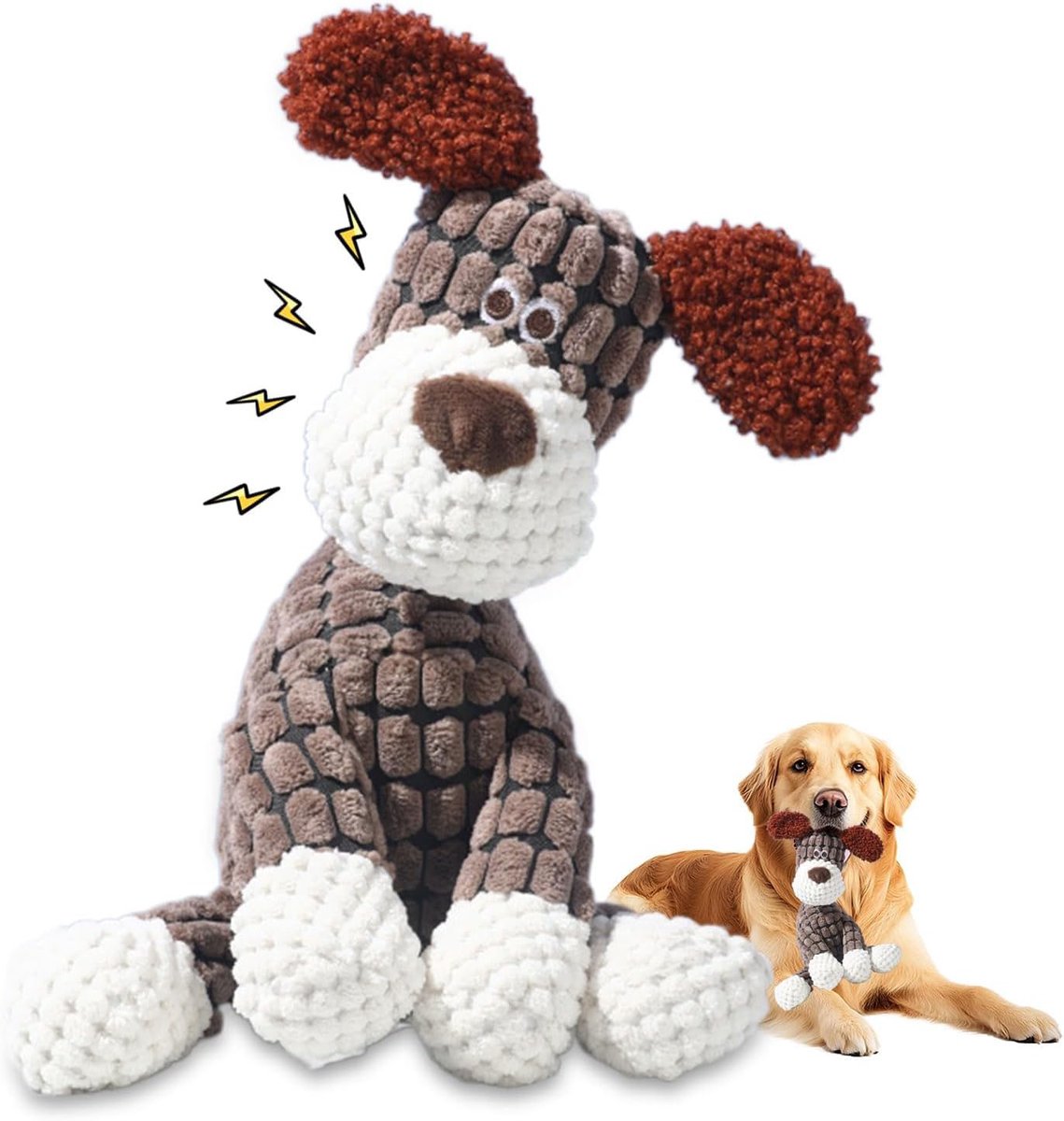 Hondenspeelgoed - Huisdierspeelgoed - Pluchen Hondenspeeltje - Bijtspeelgoed voor Honden - Kalmerend Speelgoed voor Huisdieren - Zacht Interactief Kauwspeeltje voor Puppy’s - Geschikt voor Honden, Katten en Andere Huisdieren - Bruin