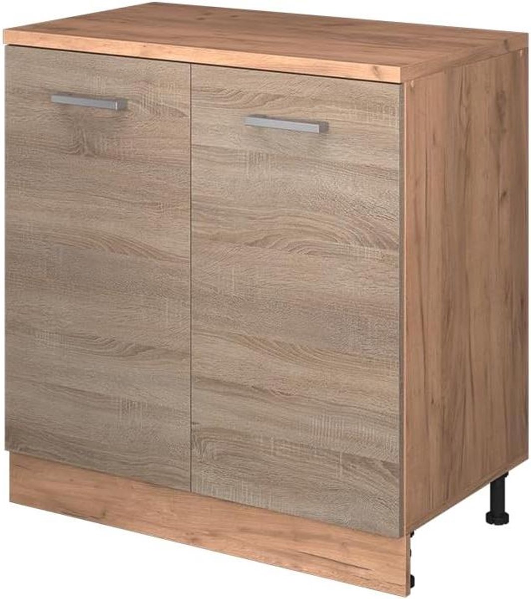 Keukenkast - Opbergkast - Ruimte Optimaliseren - Voor Schuine Wand - 80 cm Breed - Sonoma