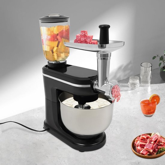 Keukenmachine - Mixer - Bakken en Koken - 3-in-1 Multifunctioneel - 6 Liter Kom - Zwart — afbeelding 3