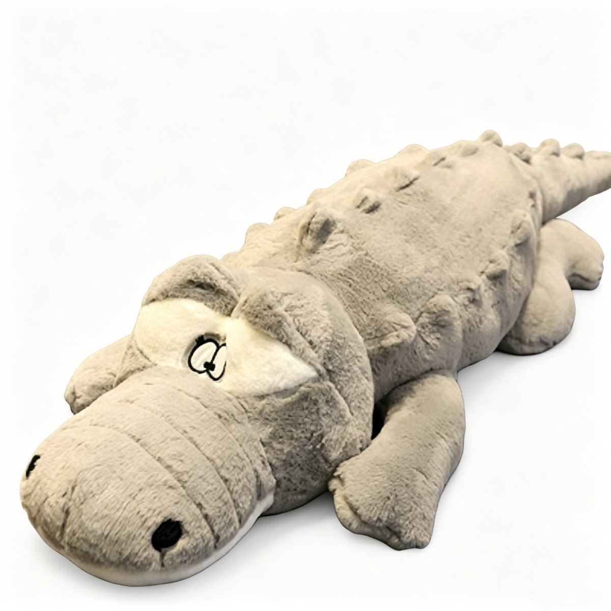Casalora Pluche Knuffel – 100 cm – Grote Pluche Krokodil Knuffel – Zacht Lichaamskussen – Grappig Decoratief Bedkussen – Schattig Krokodilkussen – Grijs