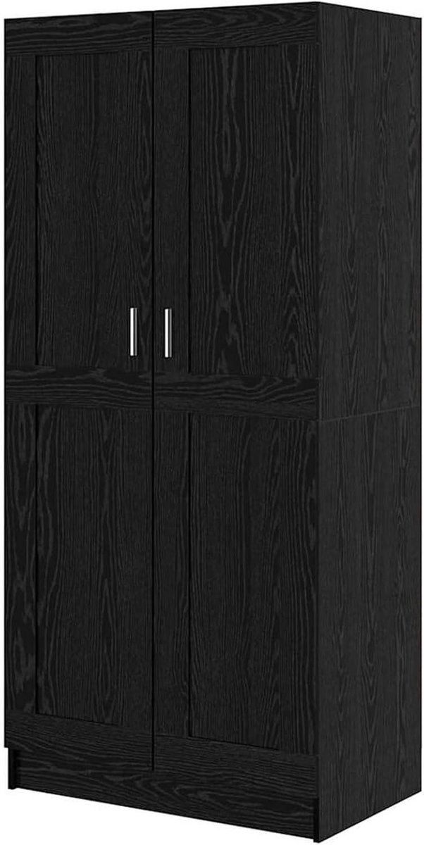 Kledingkast - Opbergkast - Slaapkamer Organisatie - Rustieke Uitstraling - 82.5 x 51.5 x 180 cm - Zwart Eiken
