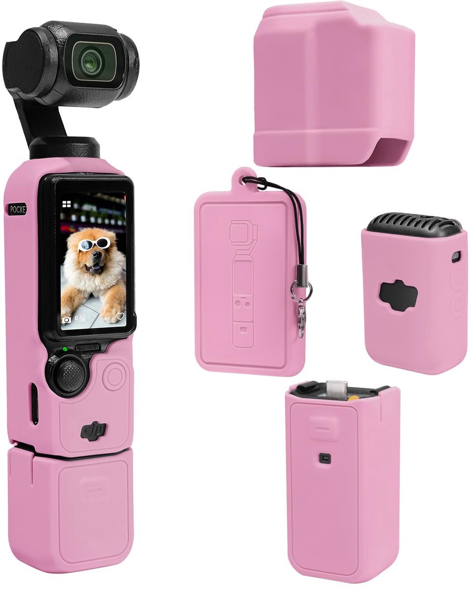 Casalora Beschermhoes voor DJI Osmo Pocket 3 -Silicone - Cover - Action Cam Accessoires -Donkerroze