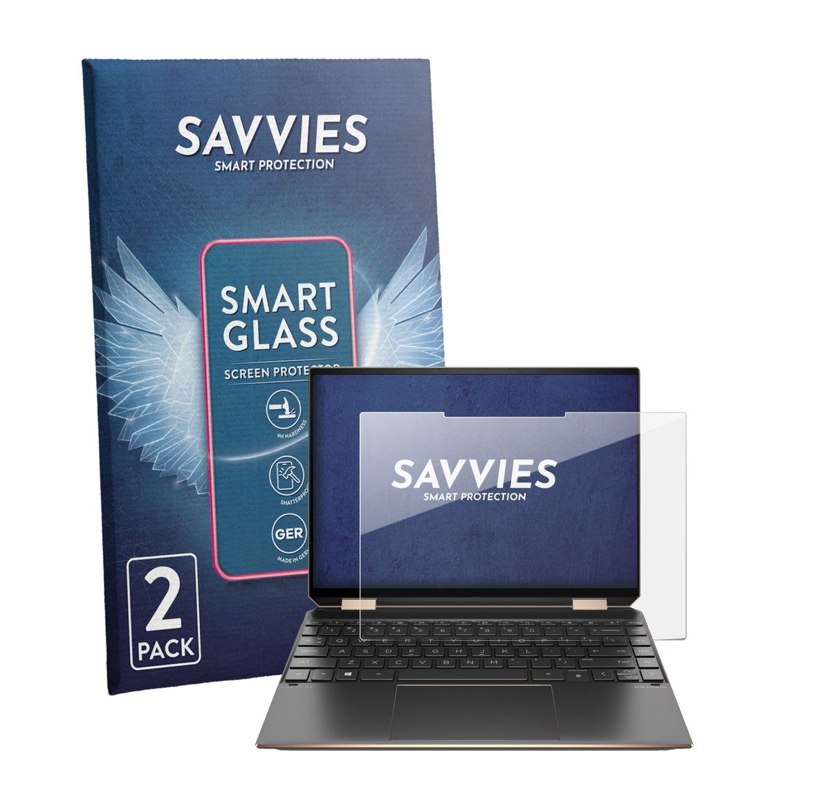 2 Stuks Savvies Screenprotector - geschikt voor HP Spectre x360 2-in-1 14-ef2000 13.5" - beschermfolie glas transparant